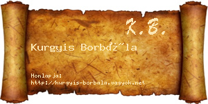 Kurgyis Borbála névjegykártya