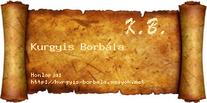 Kurgyis Borbála névjegykártya